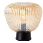Brilliant Lampada Da Tavolo Kaizen Vetro Metallo Nero Beige | 250mm - Adatto per 1x E27