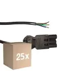 Confezione Multipack 25x Noxion GST - Compatibile Cavo di alimentazione Nero - Maschio + Estremità aperte - 2m - 3 pole 0,75mm2